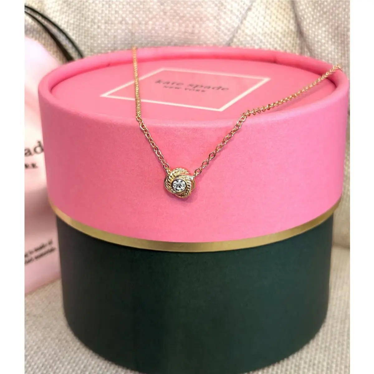 New Kate Spade New York Infinity and Beyond Knot Mini Pendant Necklace Rose Gold