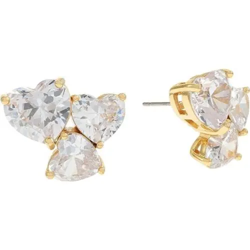 New Kate Spade My Love Heart Cluster Stud Earrings Clear/ Gold