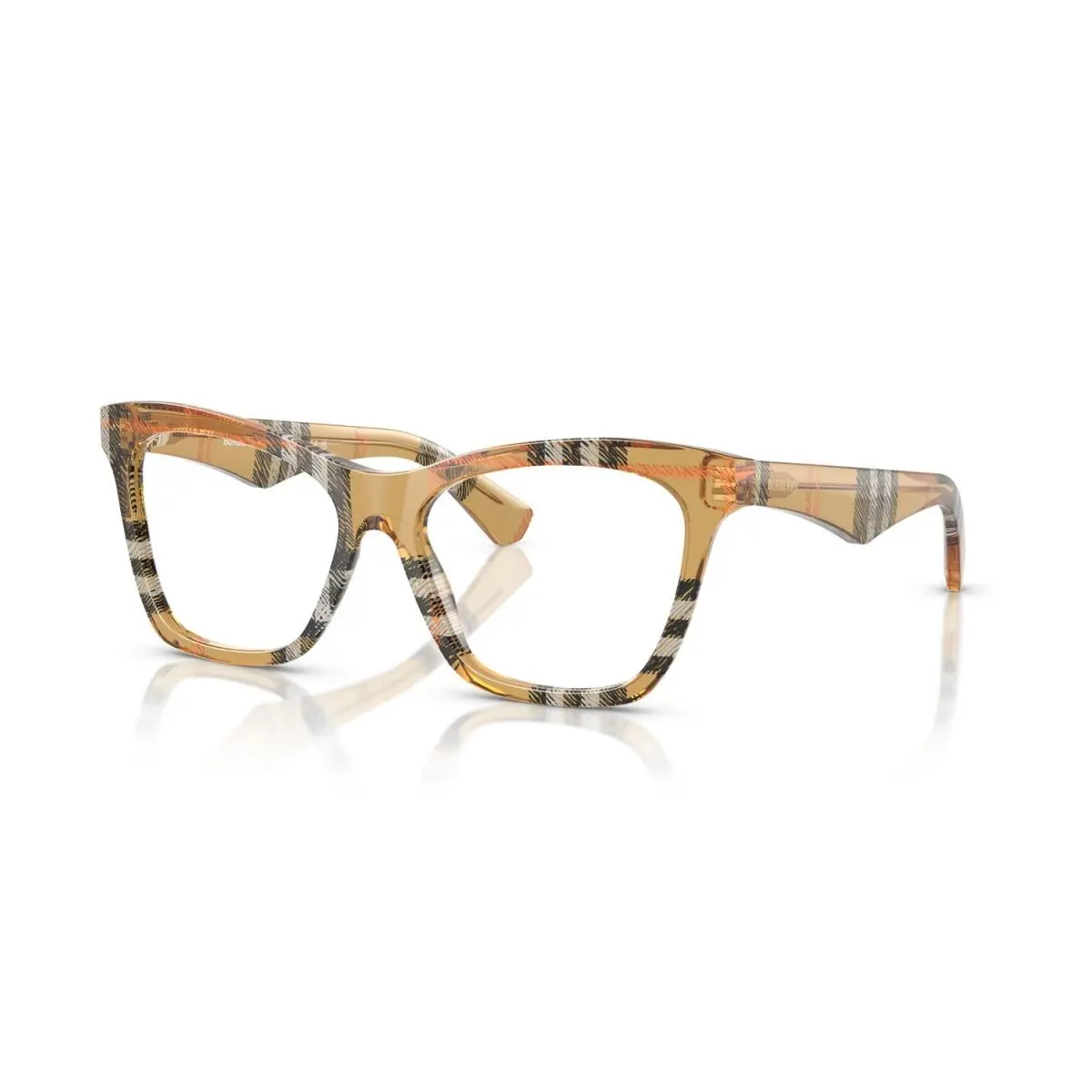 Burberry BE2416 4146 Eyeglasses 52mm Check Sand / Clear Demo Lens