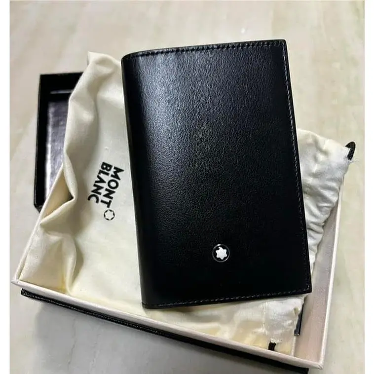 Montblanc Black Leather Card Holder Wallet Cowhide Men Fullbox