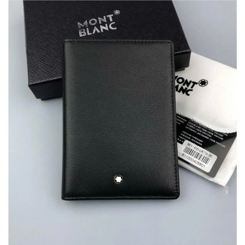2026 Montblanc Cowhide Leather Card Holder Wallet – Black