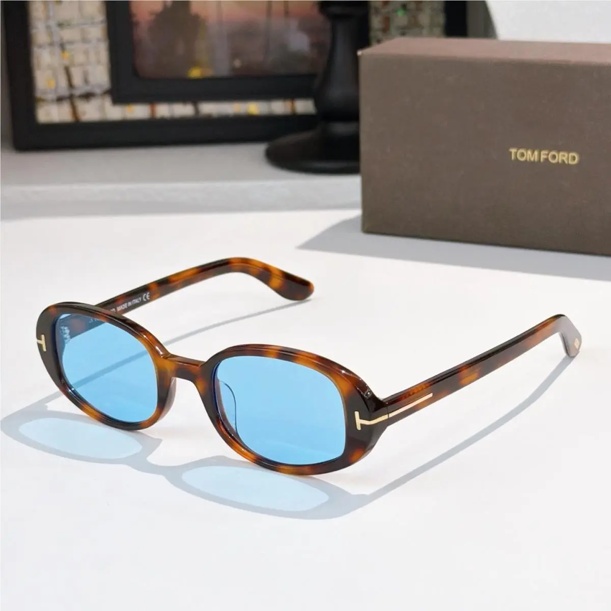 Tom Ford Iggy Sunglasses TF1364 Havana/blue 49-21-140mm with Case