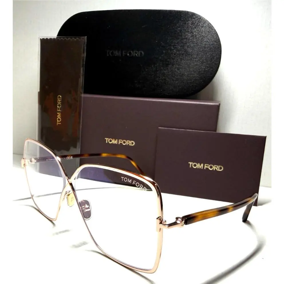 Tom Ford TF5841-B 028 Shiny Gold W/havana Temples Eyeglasses 59-10