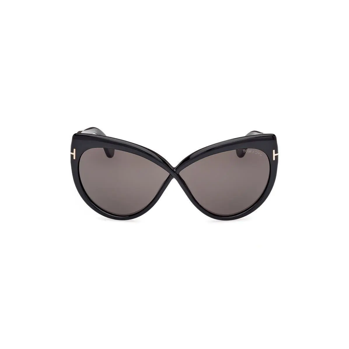 Tom Ford Women 65mm Butterfly Sunglasses Shiny Black / Smoke