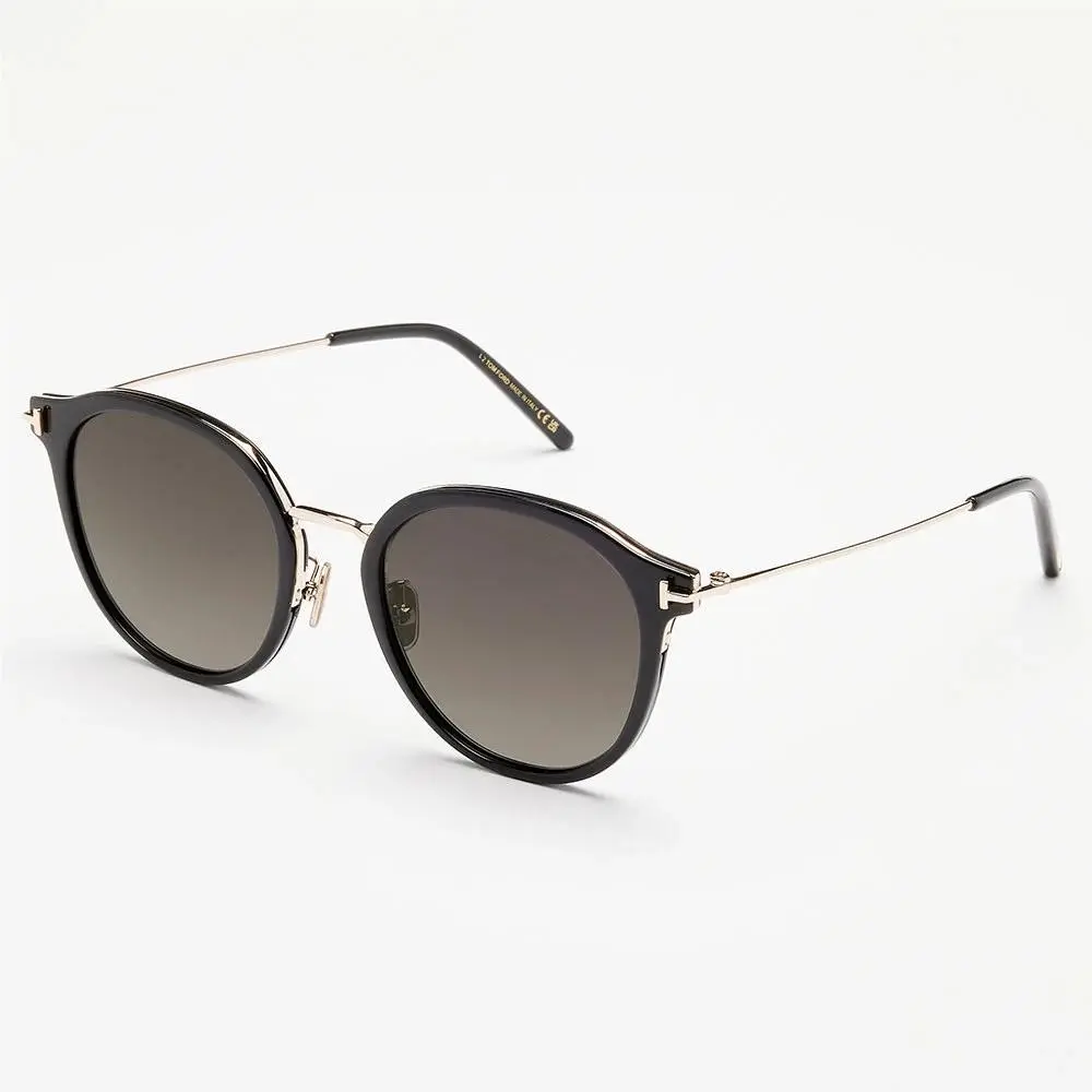 Tom Ford FT1143 01F 1143 Sunglasses Black Gold Round 54mm