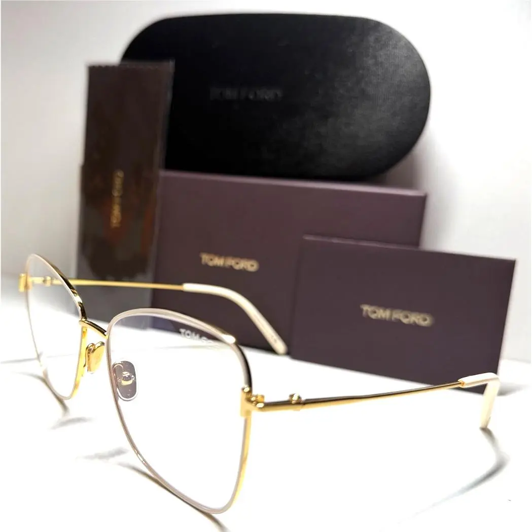 Tom Ford TF5906-B 025 Shiny Ivory ON Gold Eyeglasses Frame 55-15