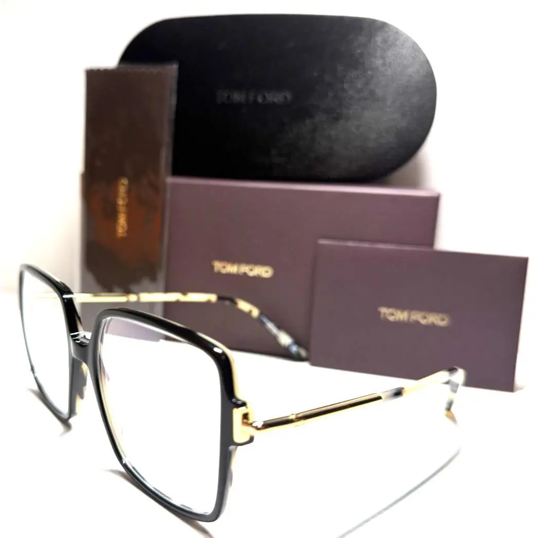 Tom Ford TF 5915-B 005 Black ON Tortoise/gold Temples Eyeglasses 53-16