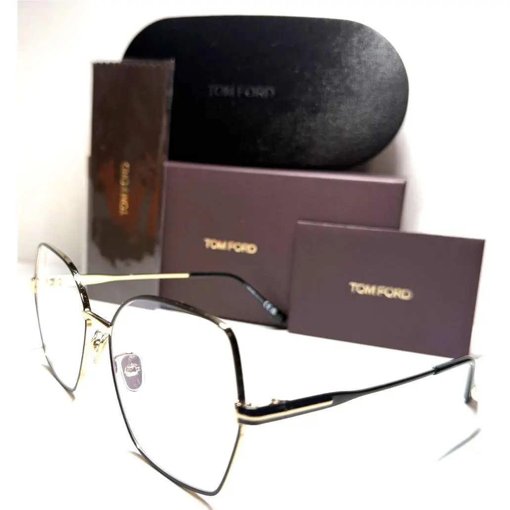 Tom Ford TF5876-B 032 Shiny Black ON Gold Eyeglasses Frame 56-16
