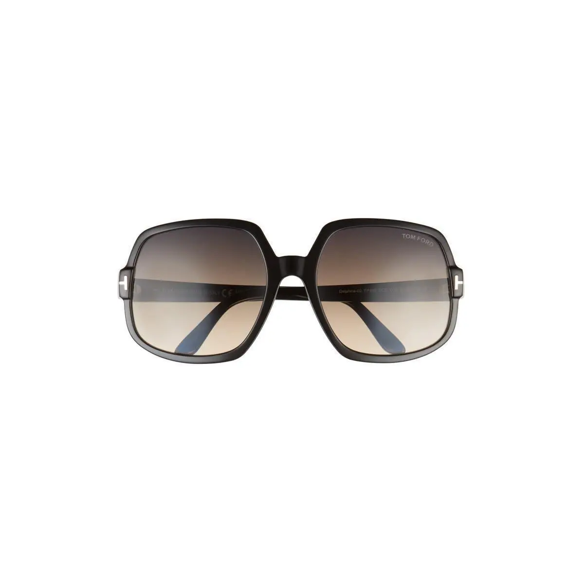 Tom Ford Women Delphine 60mm Gradient Sunglasses Shiny Black / Gra