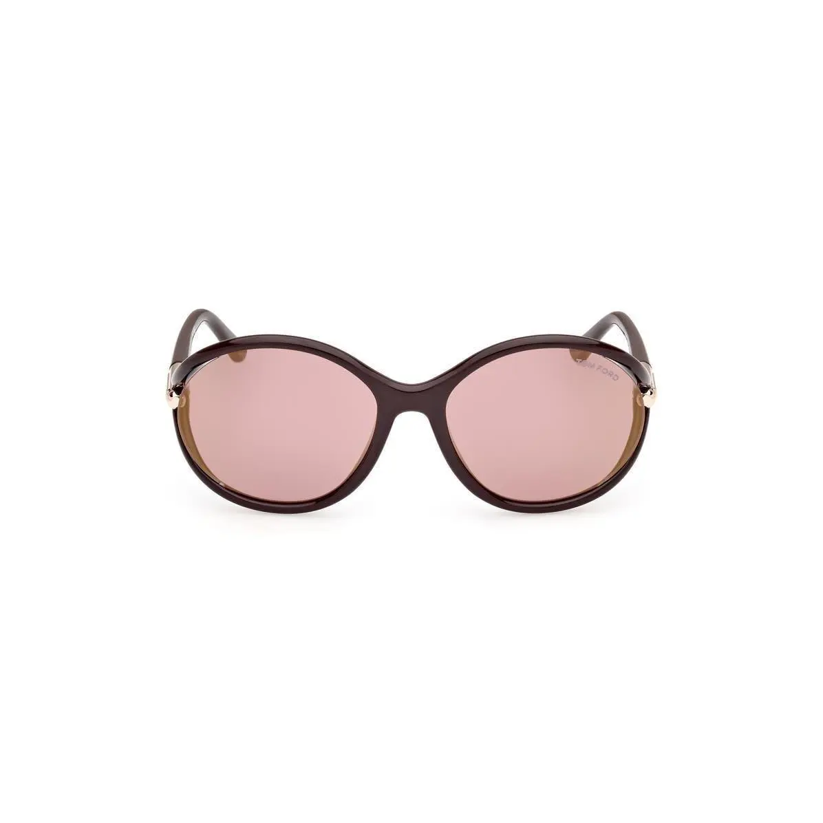 Tom Ford Women Melody 59mm Round Sunglasses Shiny Dark Brown / Gra