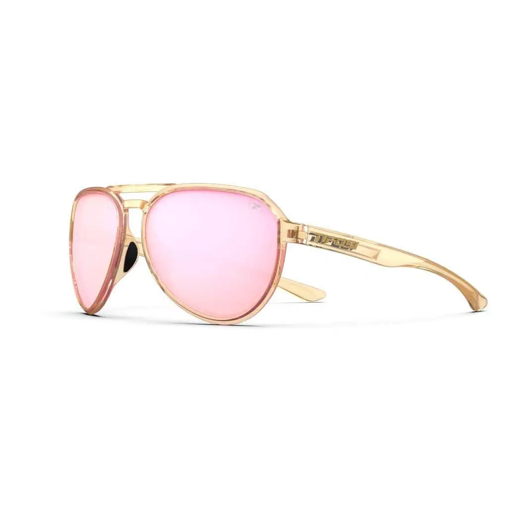 Selca Sunglasses Fun Durable and Comfortable Plant Based Frame Crystal Brown w/Pink Mirror by Tifosi