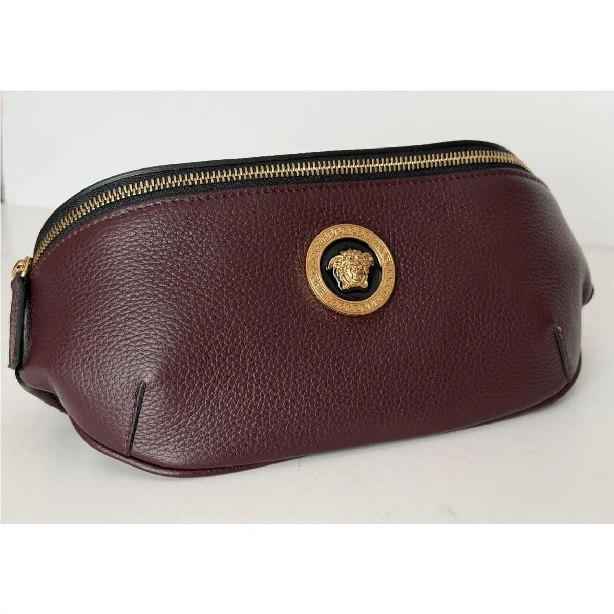 Versace Medusa Head Grainy Calf Leather Belt Bag Burgundy 1002884 IT