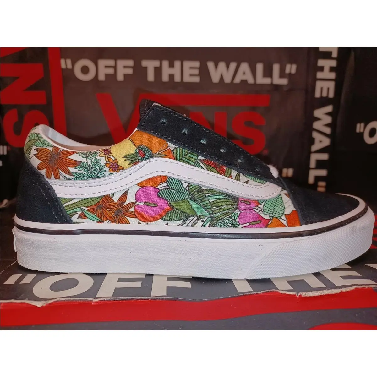 Vans Old Skool Multi Tropical Black True White Womens 5 6 - VNOA4U3BXF3