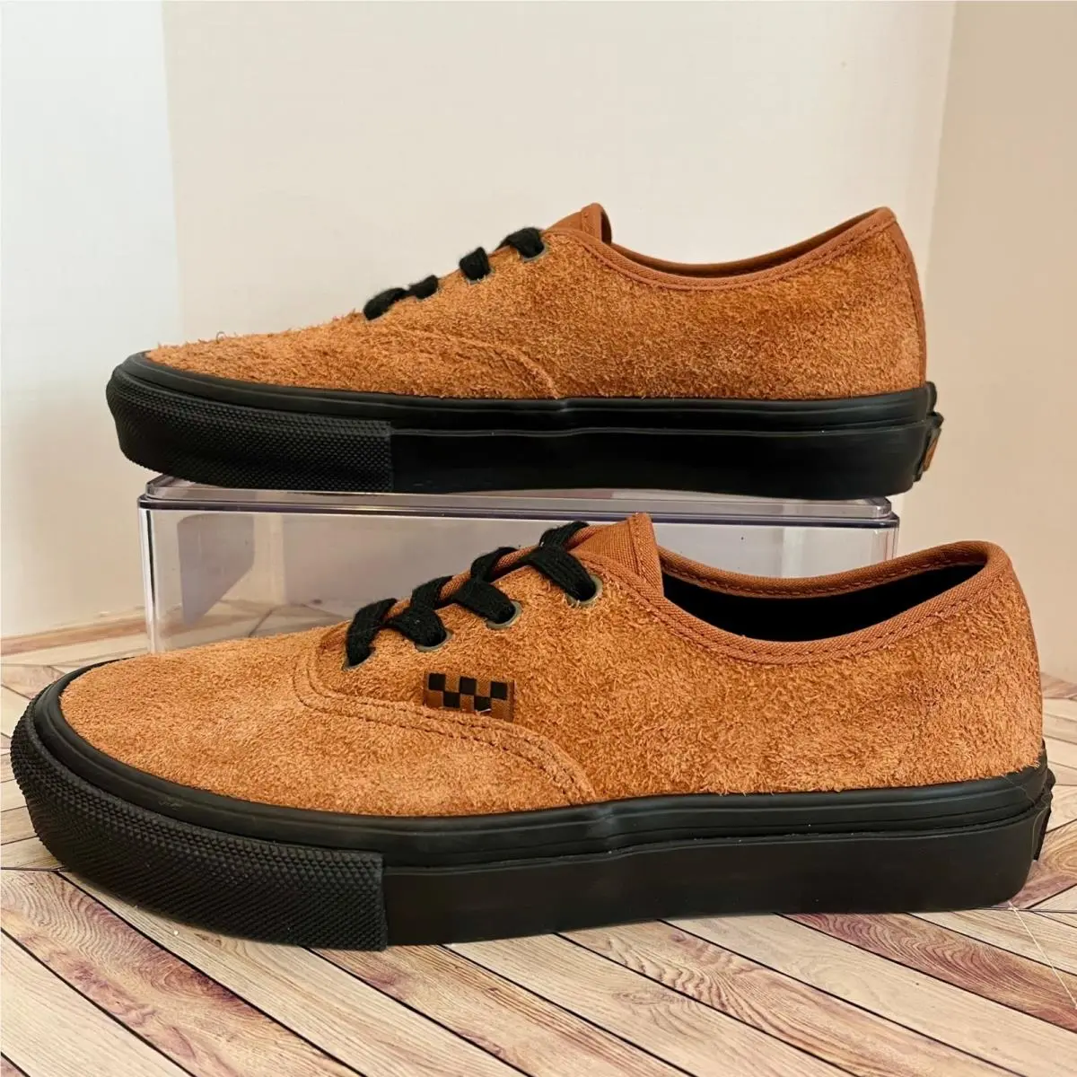 Vans Skate Authentic Skate Hairy Suede Sneakers Mens 6 EU 38 Rust Brown Black Low Top