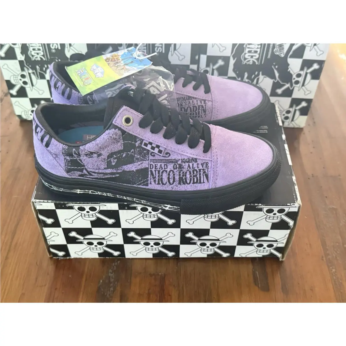 Vans One Piece Nico Robin Old Skool Purple Anime Shoes Womens 5/Youth 3.5