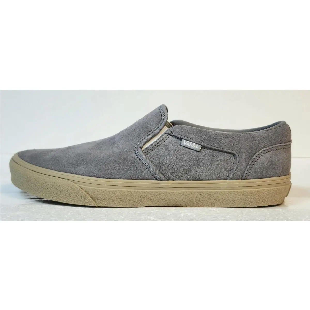 Men`s Vans Shoes Size 8 Asher Crepe Frost Gray Slip On Sneakers Suede