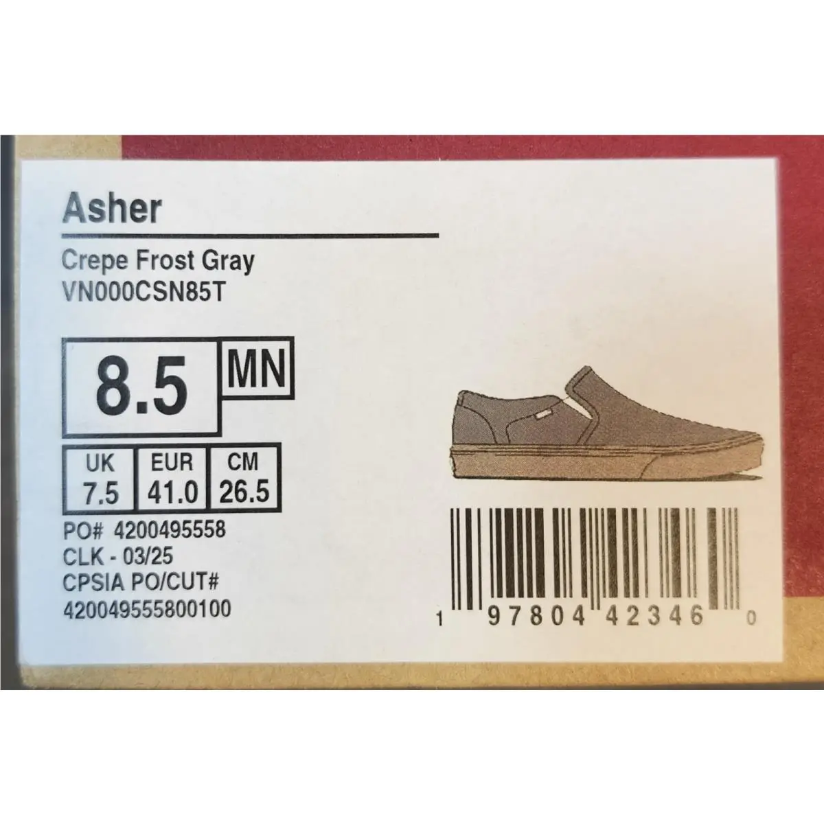 Vans shoes - VANS Asher - Asher - VN000CSN85T - Gray 8