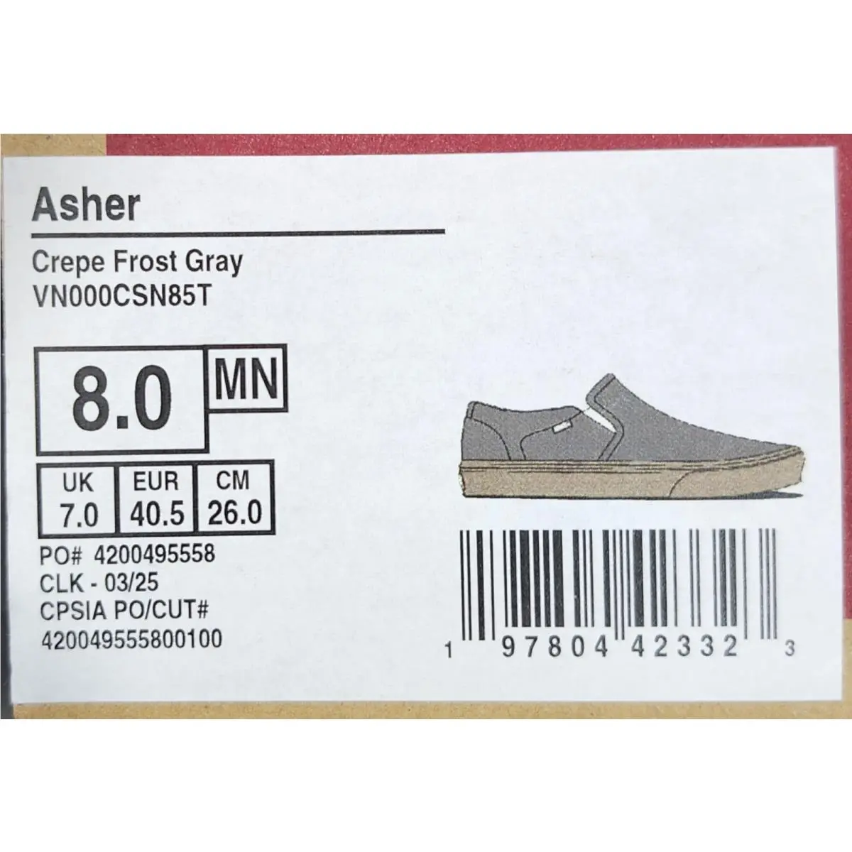 Vans shoes - VANS Asher - Asher - VN000CSN85T - Gray 8