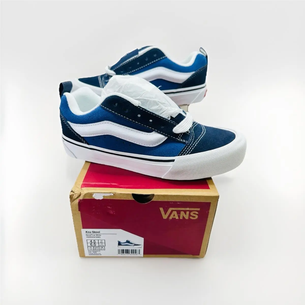 Vans Knu Skool Navy Blue True White Suede Canvas Women’s 6 Men’s 4.5