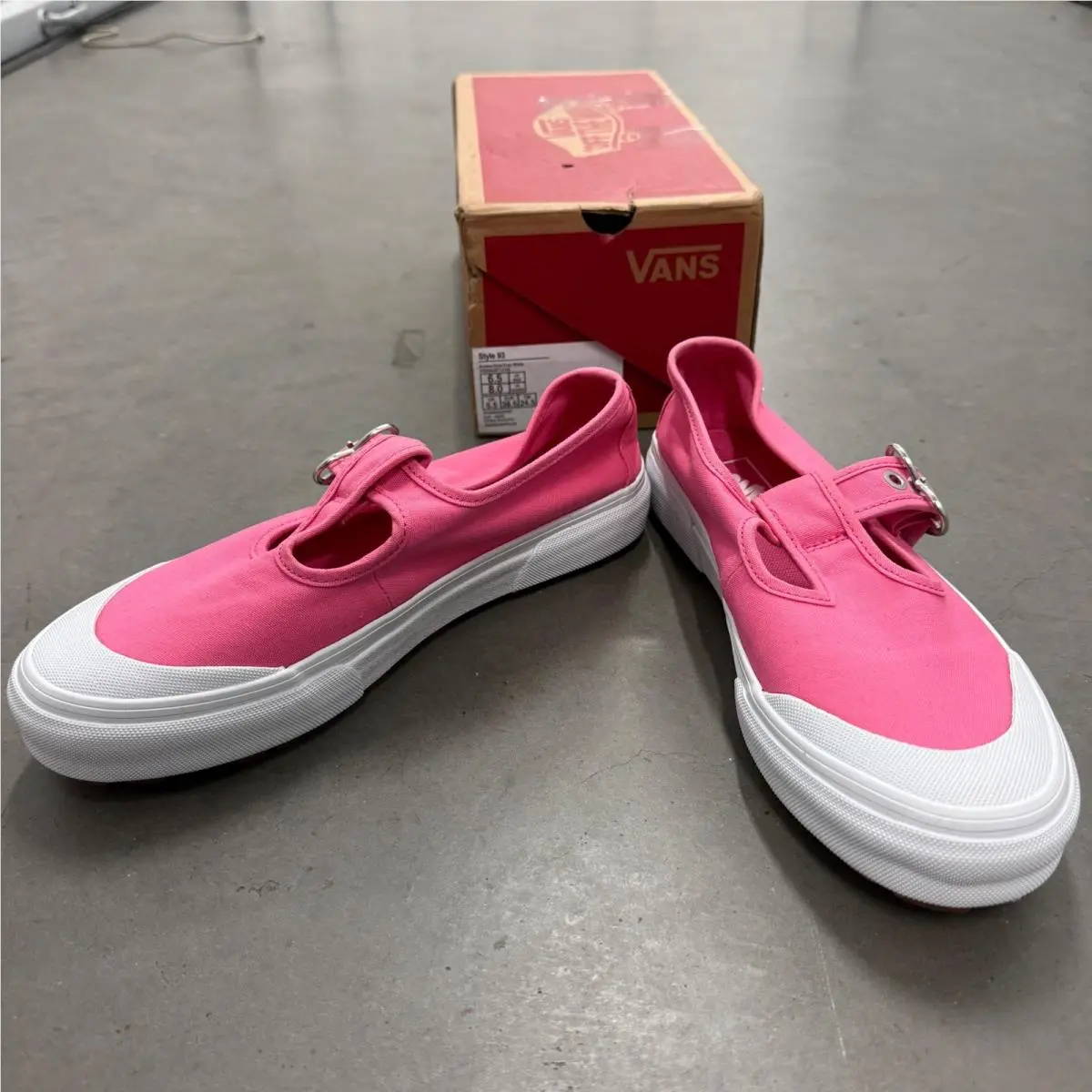 Vans Style 93 Azalea Pink White sz 8 Mary Jane Platform Sneakers Shoes Flats
