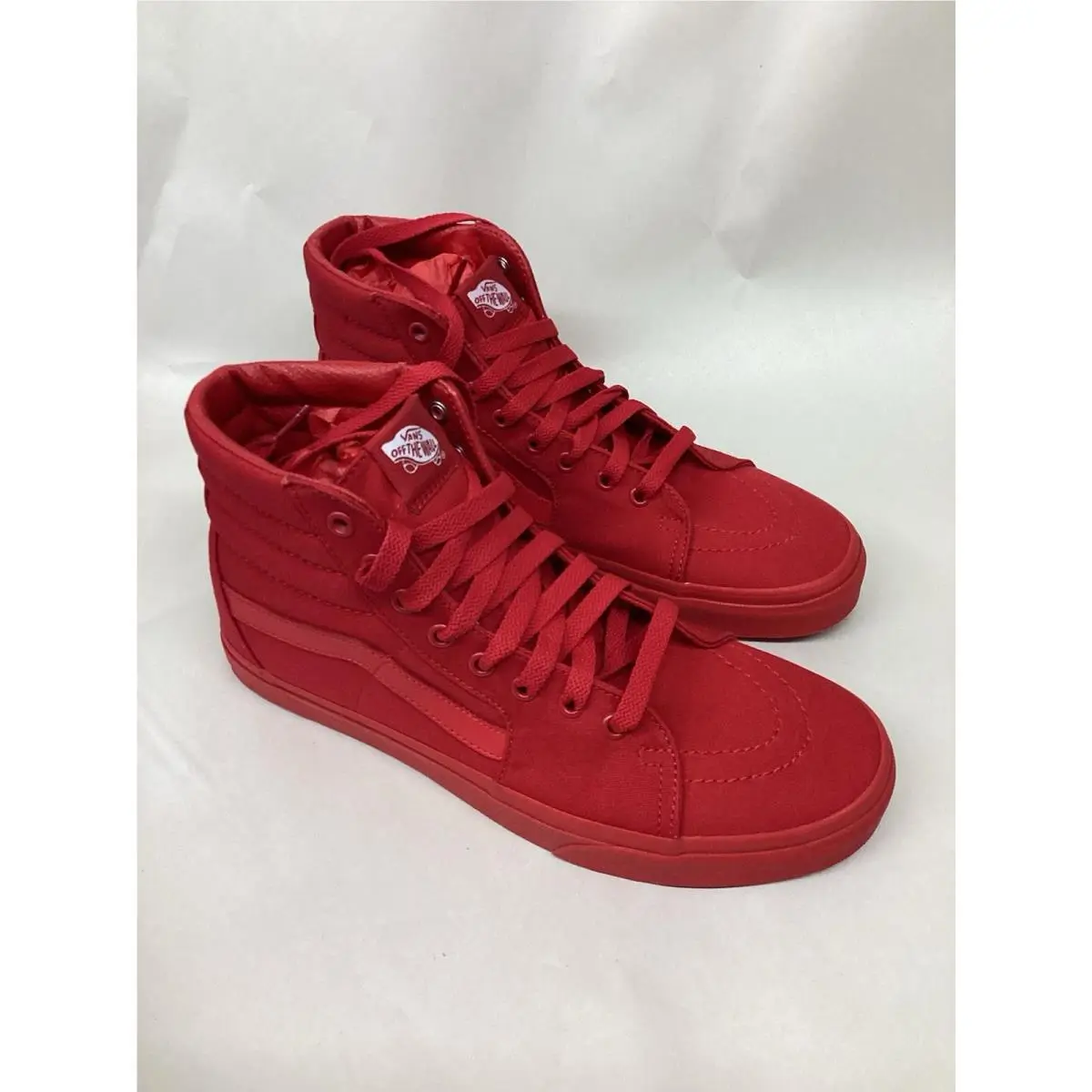 Vans SK8 HI Top Rare Triple Red Mono Canvas Skateboard Shoes Men 9.5 Wo 11 Nice