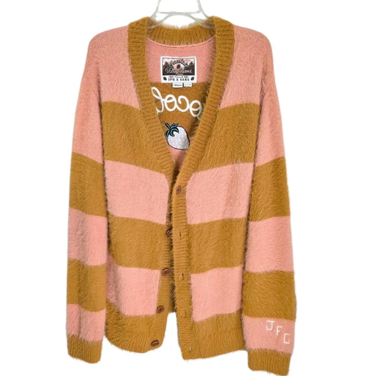 Vans Vault x Jfg Fuzzy Cardigan Chocolate Valley Resort Coral Almond Stripe M