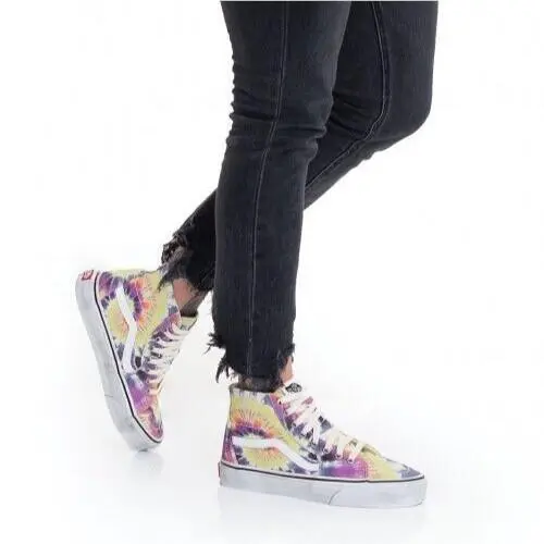 Vans SK8 Hi Tapered Washed Tie Dye/true White Women`s Skate Shoes Size 7