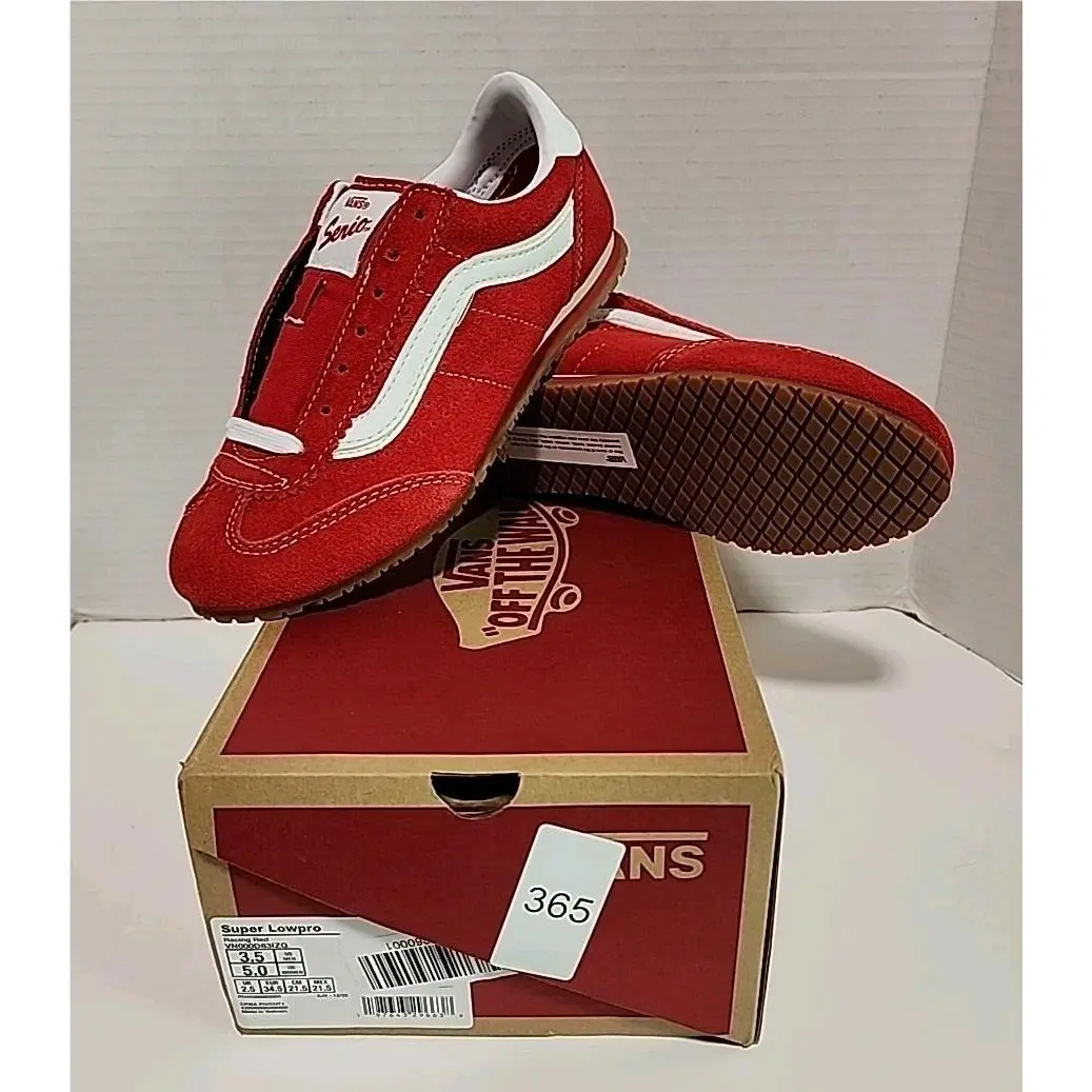 Vans Super Lowpro Casual Shoes Size 3.5 Racing Red 00Z14IZQ 601