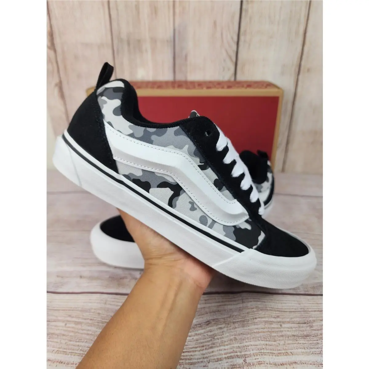 Vans Knu Skool White Camo Shoes Mens Size 11.5 Skate Casual Sneakers Athlete