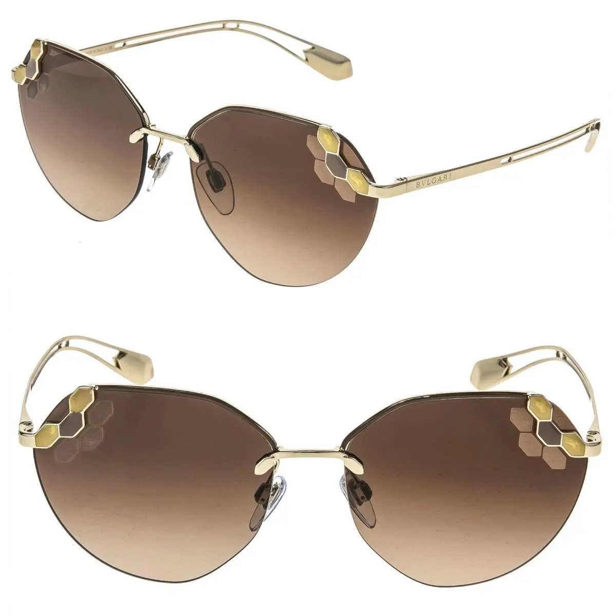 Bvlgari BV6099 Serpenteyes Gold Brown Snake Scales Metal Sunglass 6099 Serpenti