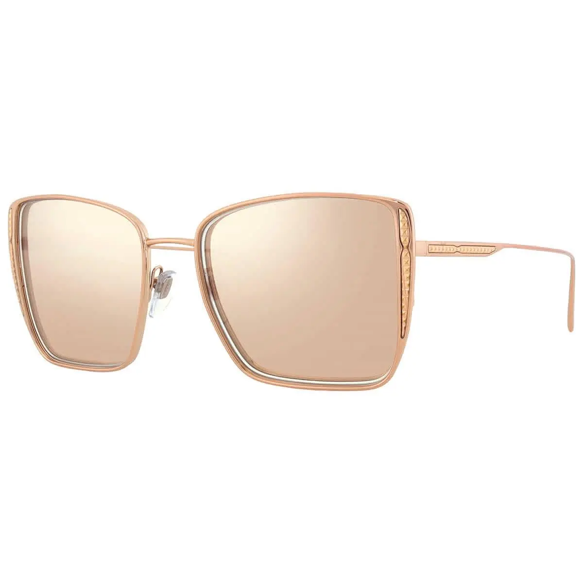 Bvlgari Clear Mirror Rose Gold Square Ladies Sunglasses BV6176 20140W 55