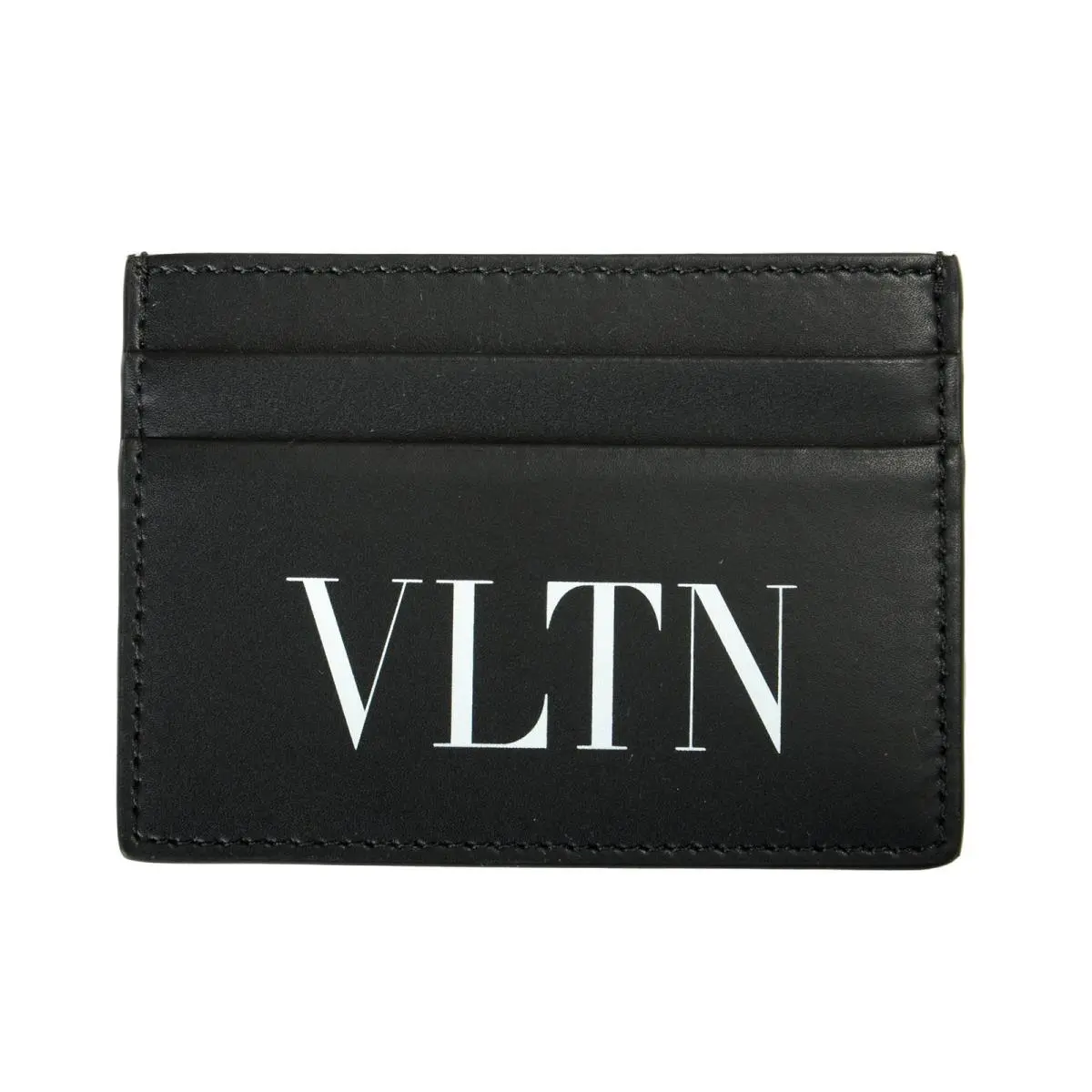 Valentino Garavani Women`s Logo Print Black Leather Card Case