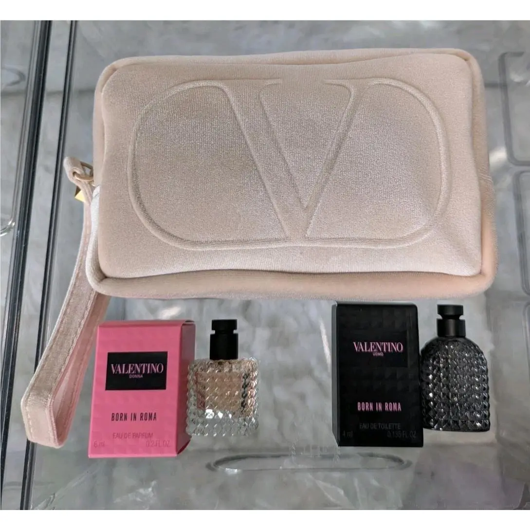 Valentino Born in Roma Mini Set Perfume Edp Uomo Edt Pouch Travel