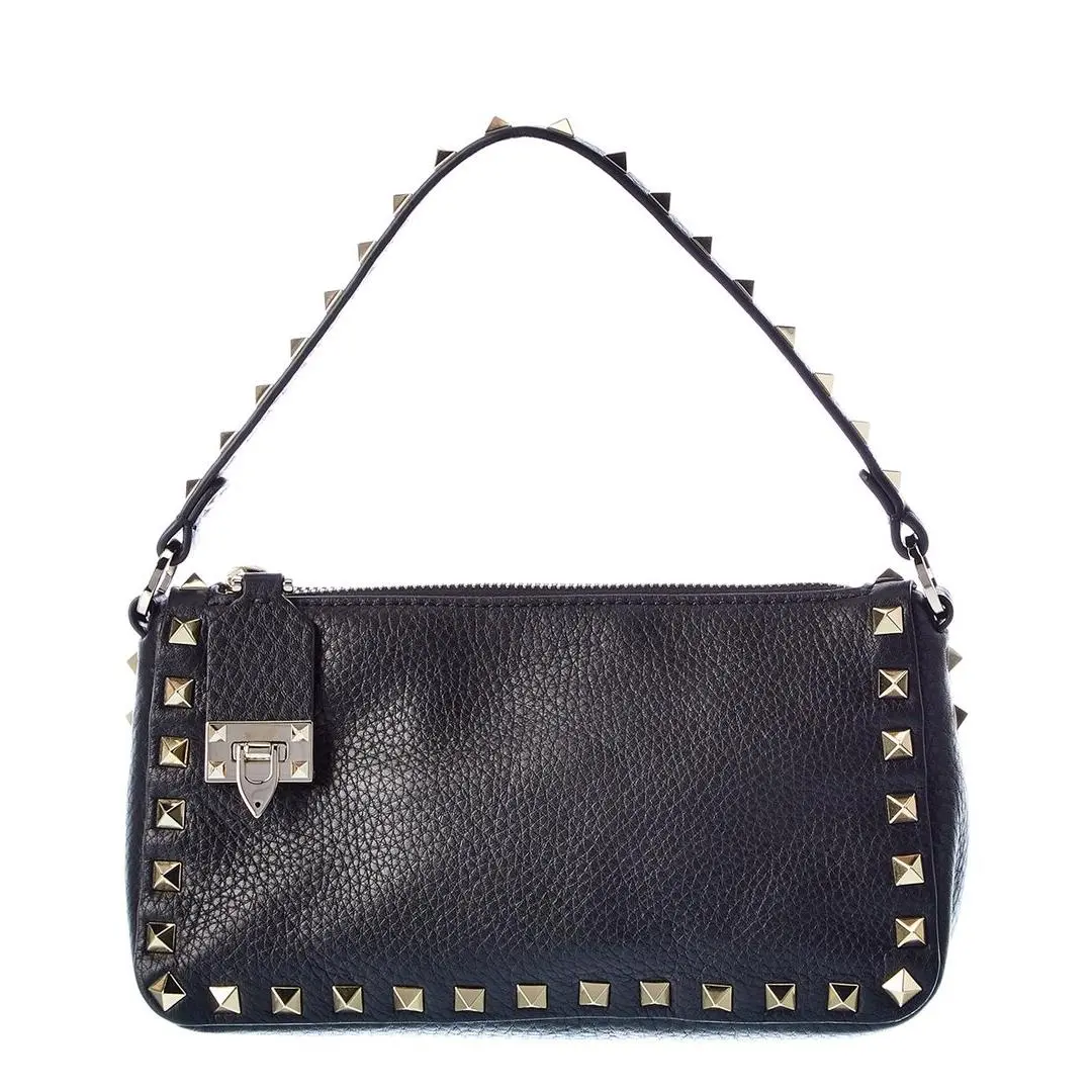 Valentino Rockstud Small Grainy Leather Crossbody Women`s Black