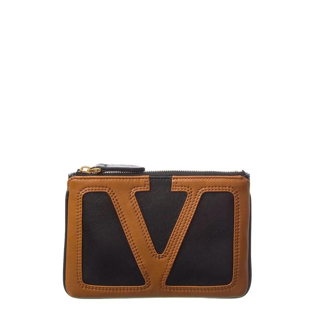 Valentino Vlogo Signature Leather Pouch Women`s Black