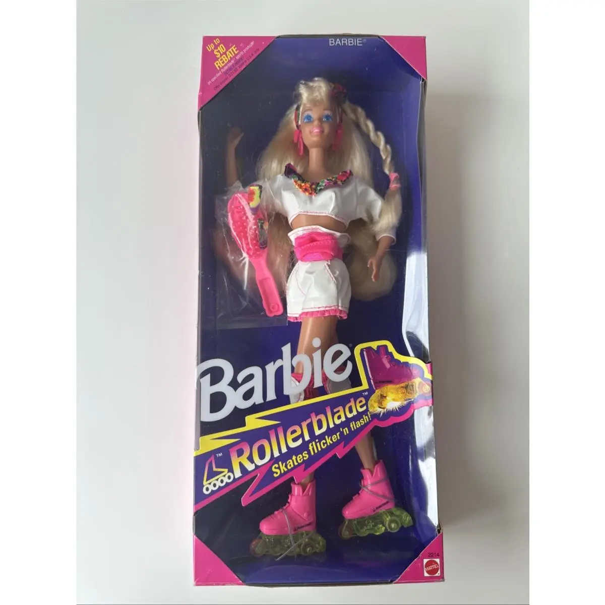 Cut Upc Nrfb Vtg 1991 Mattel 2214 Barbie Rollerblade Doll Skates Flicker n Flash