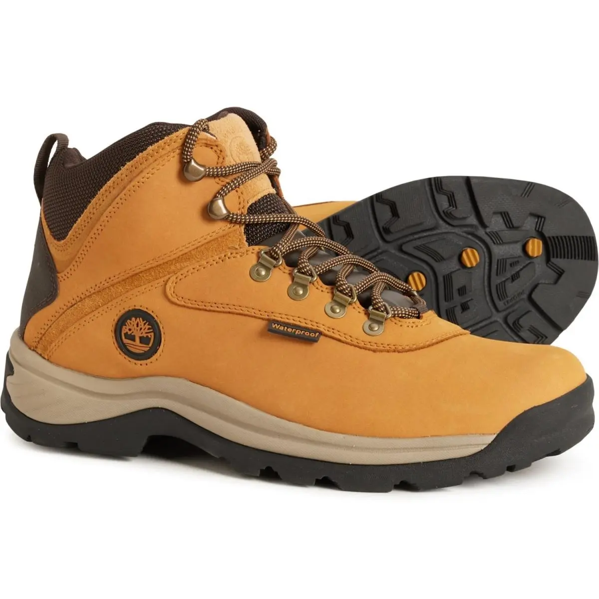 Timberland White Ledge Mid Hiking Boots Waterproof Nubuck Mens - Wheat