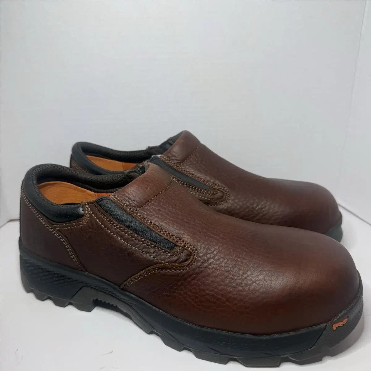 Men`s Timberland Pro Titan EV Brown Leather Size 11.5 M 0A5YC3 Slip On Composite