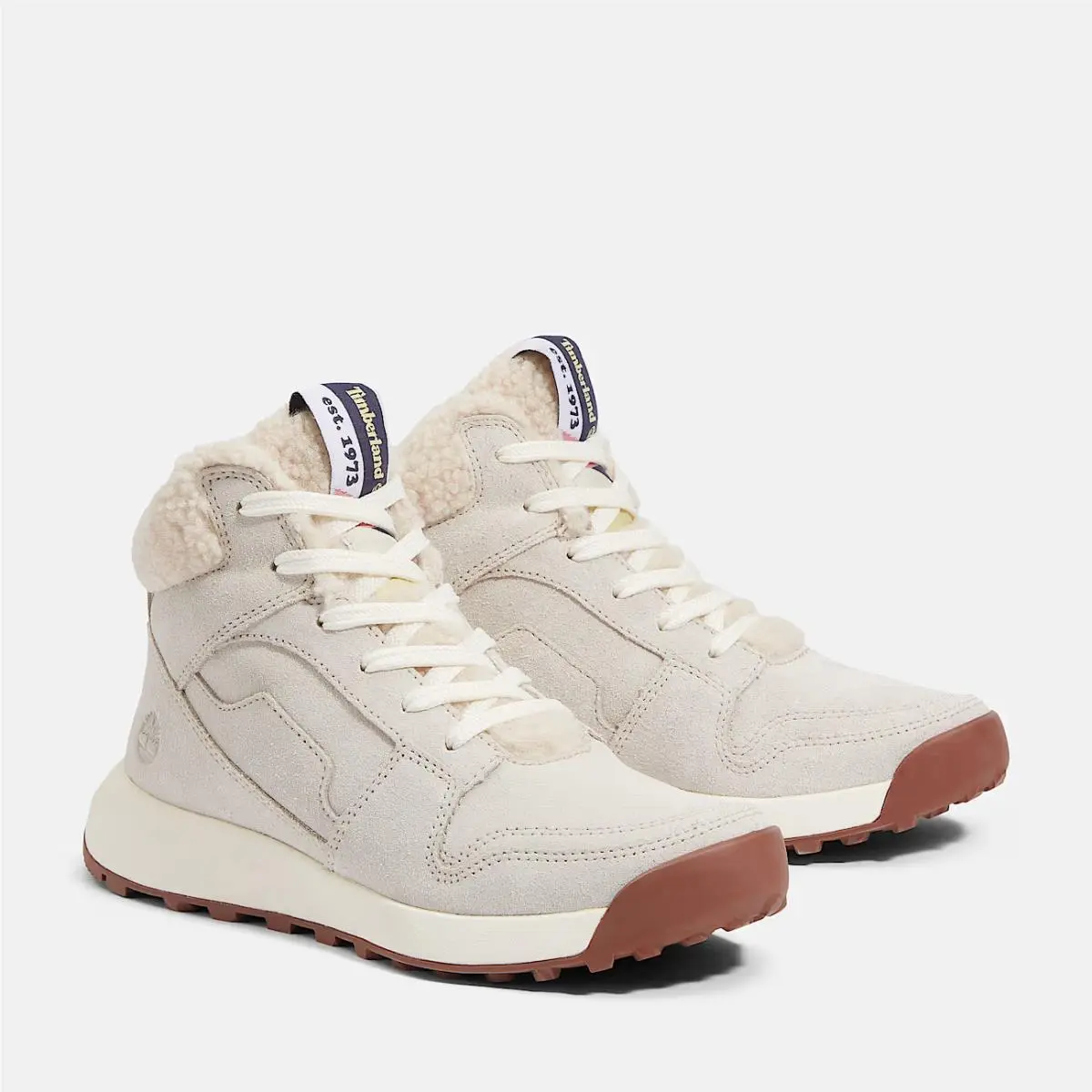 Women`s Timberland Retro Swift High Top Lace Sneaker Boot Natural Suede Size 9M