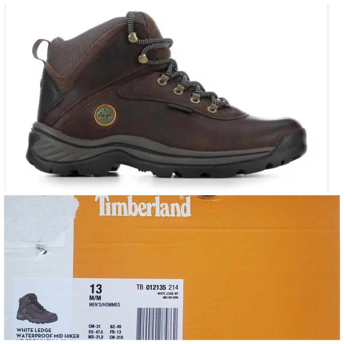 Timberland shoes - Timberland White Ledge Waterproof Mid Hiker - TB012135214 - Brown (UPC: 829024285862) 12
