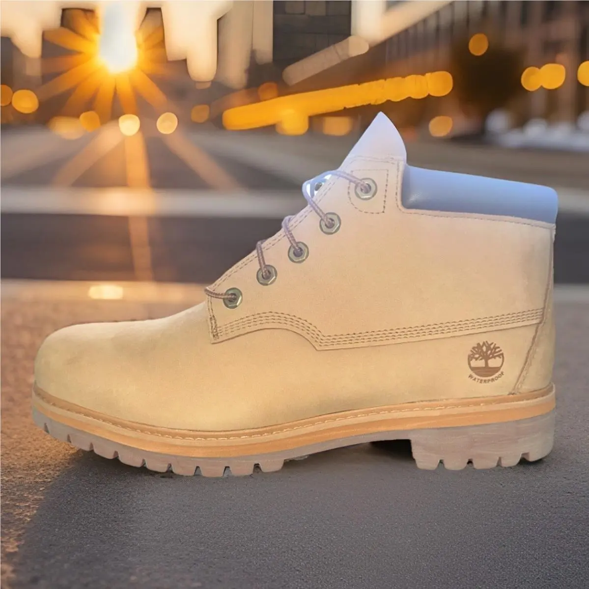 Men`s Size 12 Timberland Rockaway Mid Lace Waterproof Beige Boots