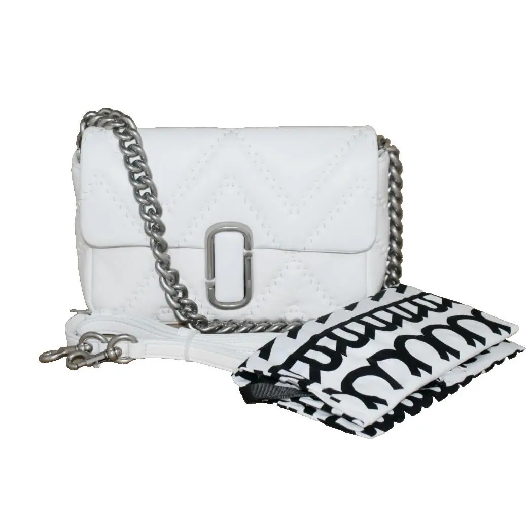 Marc Jacobs Mini The Quilted Leather J Marc Crossbody Shoulder Bag White