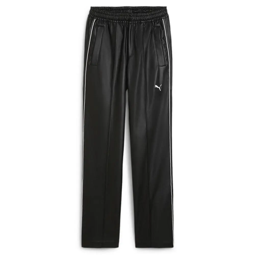 Puma T7 Oversized Pleather Track Pants Black Men`s Size Small 627192-01
