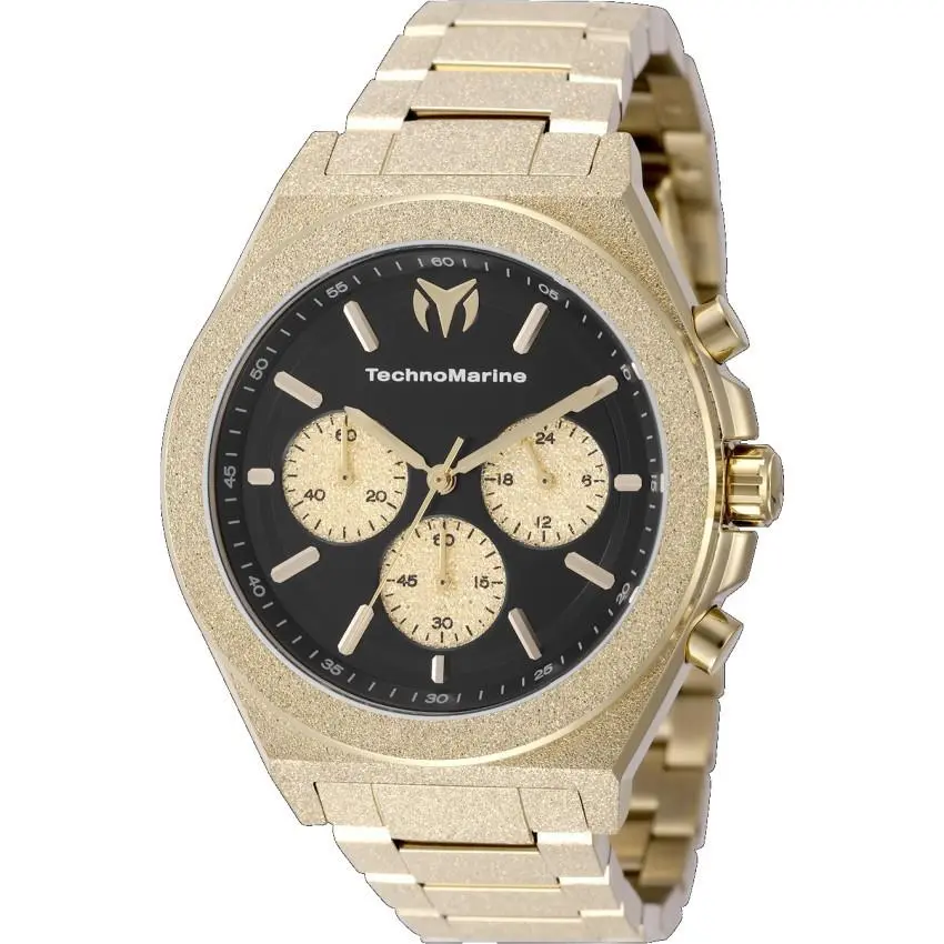 Technomarine Ocean Emperor Men`s 43mm Gold Black Watch Radiant Gold TM-318154