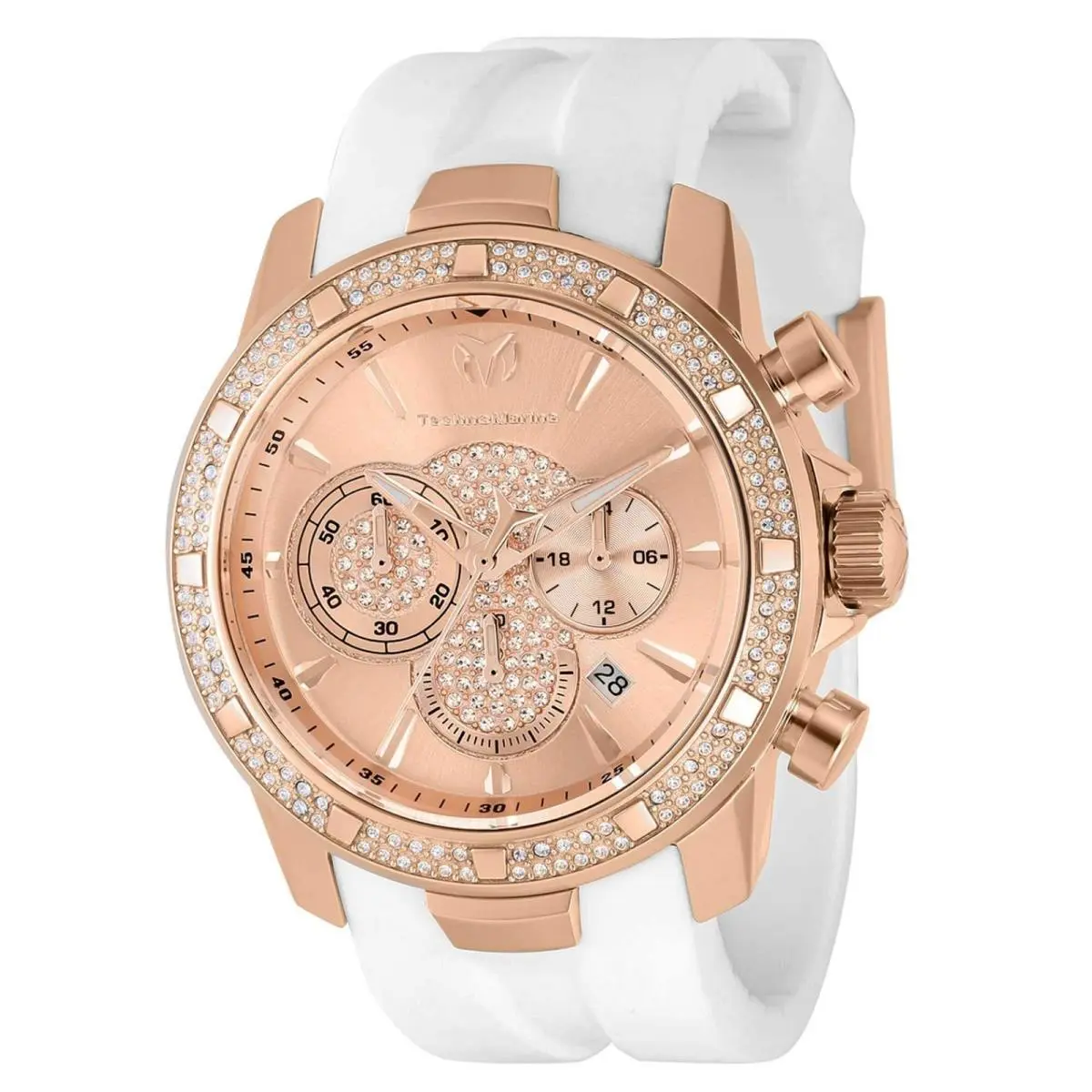 Technomarine Men`s Watch UF6 Chronograph Rose Gold Dial Silicone Strap TM-621013