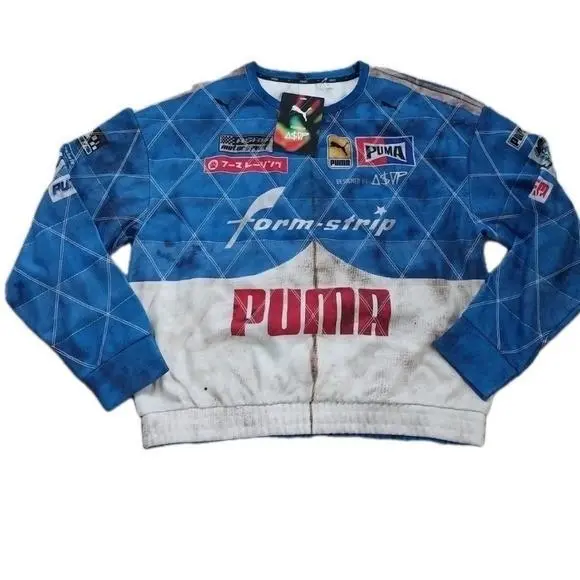Puma Racing Motorsport Graphic Full Zip Track Jacket Bomber Blue White Men`s XL