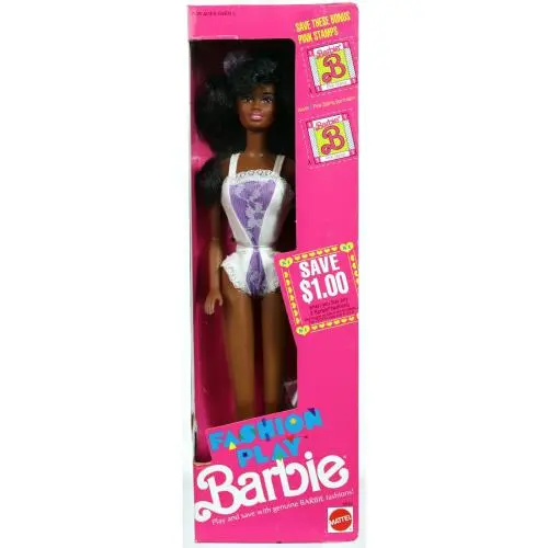 Fashion Play Black Barbie Doll - 5953 Never Removed From Box 1990 Mattel Inc