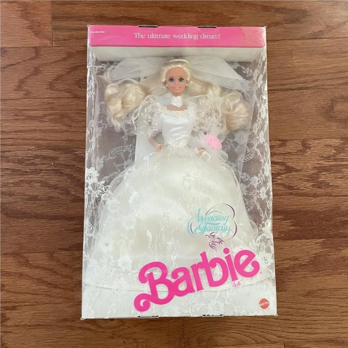 Barbie Mattel Wedding Fantasy Vintage 1989 Doll White Lace Dress Box