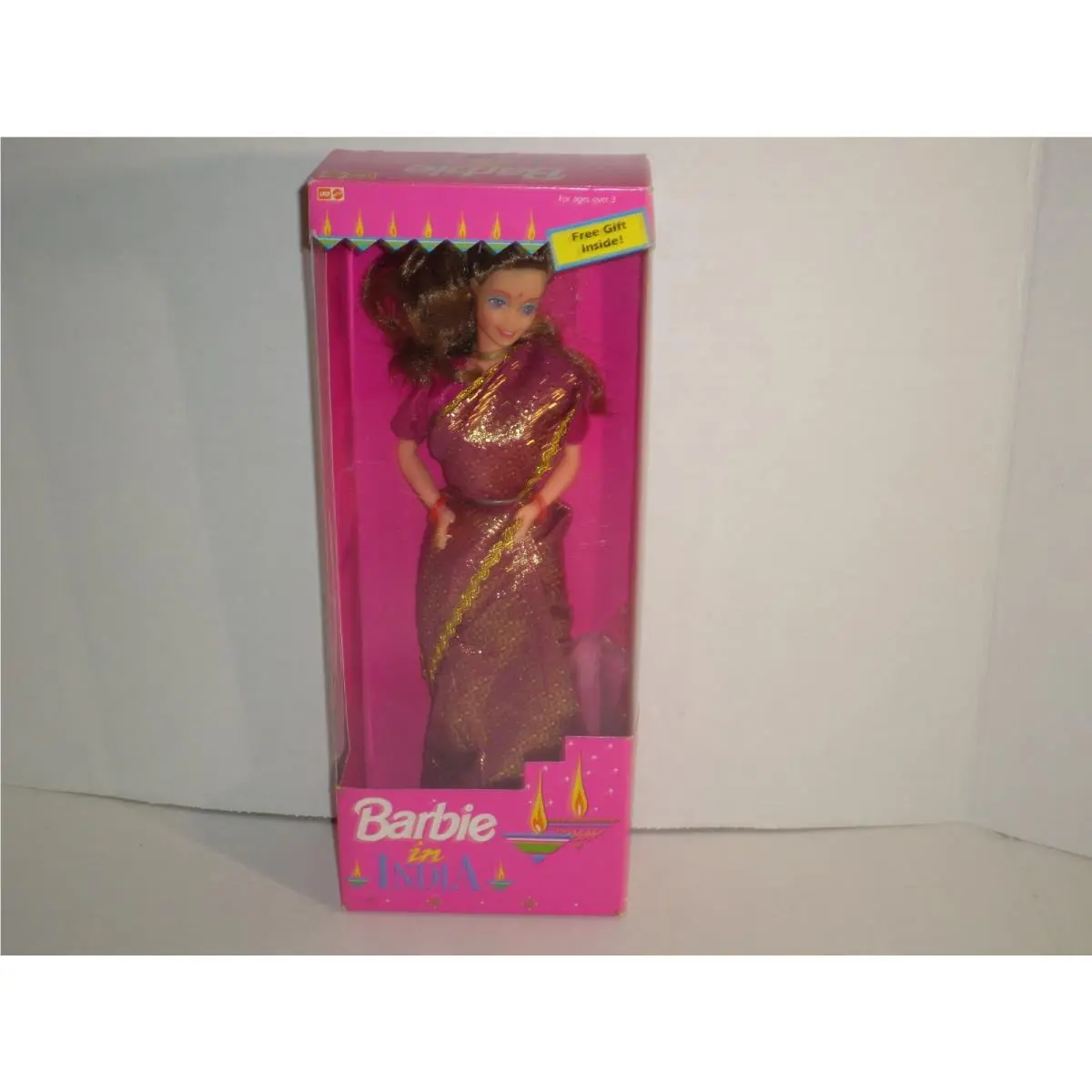 Barbie In India By Leo Toys 9910 Maroon Gold Auburn Hair Very Rare