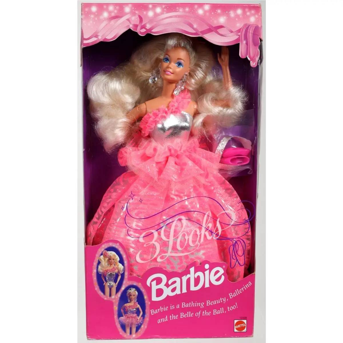 3 Looks Barbie Doll - 12339 Never Removed From Box 1994 Mattel Inc